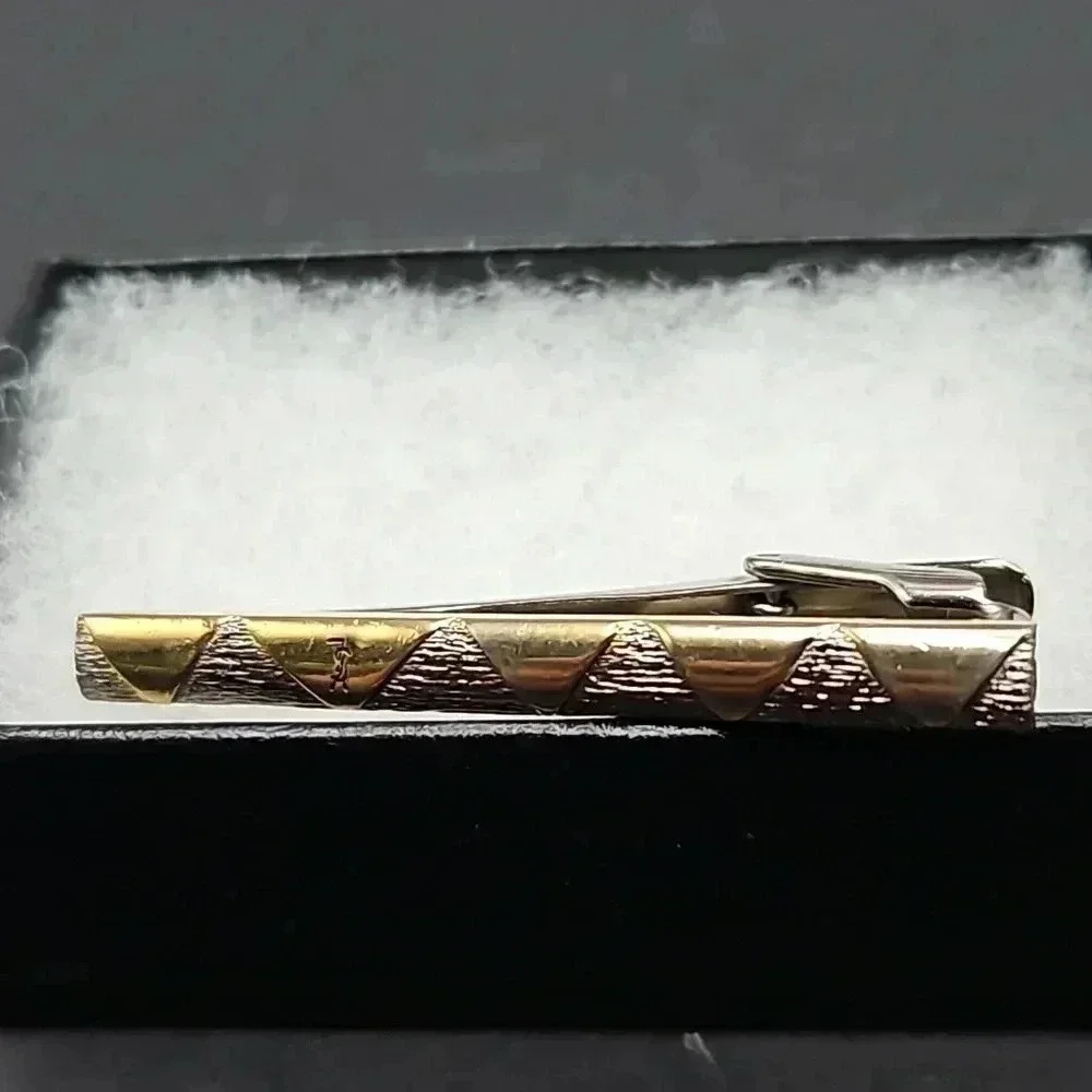 Yves Saint Laurent Gold and Silver Tone Cufflinks and Tie Bar set
